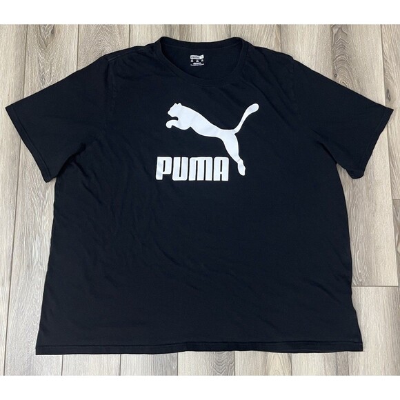 PUMA Black/White Crew Neck Short Sleeve Big Logo Tee Mens Size 3XL - Picture 2 of 8